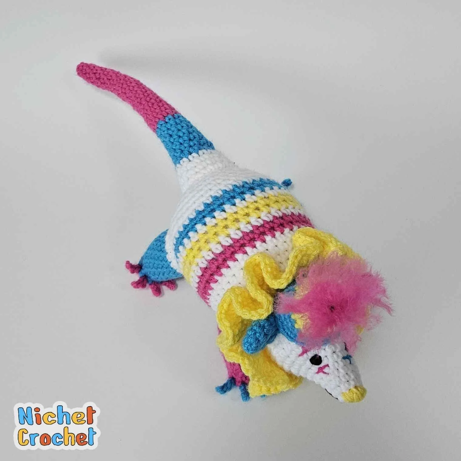 Crochet Mini Pansexual Clown Opossum — Nichet Crochet